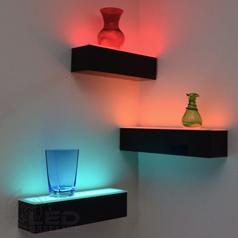1 Tier LED Floating Shelf | LED Lighted Floating Bar Shelves | Mount