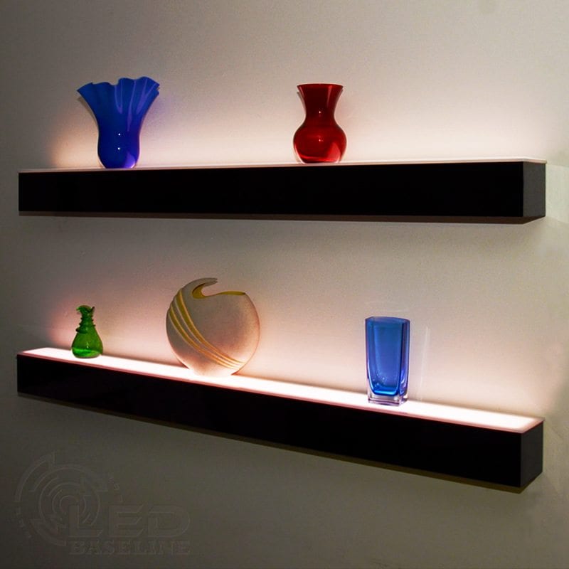1 Tier LED Floating Shelf  LED Lighted Floating Bar Shelves